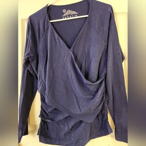 Sahalie Deep Blue Draped Blouse